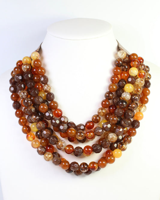 Kayden Beaded Layered Necklace Brown Multi