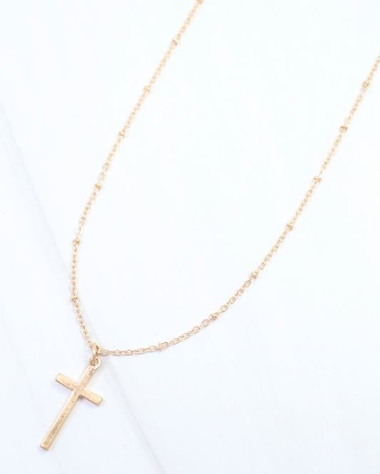 Cassandra Cross Necklace Worn Gold