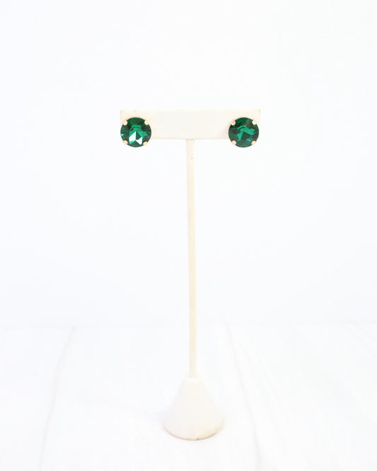 Andi Large Rhinestone Stud Earring Emerald