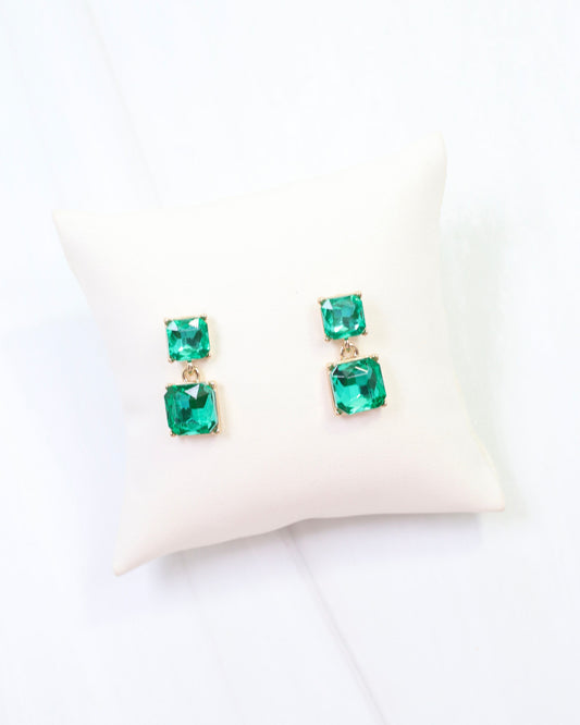 Dupree Crystal Drop Earring Green