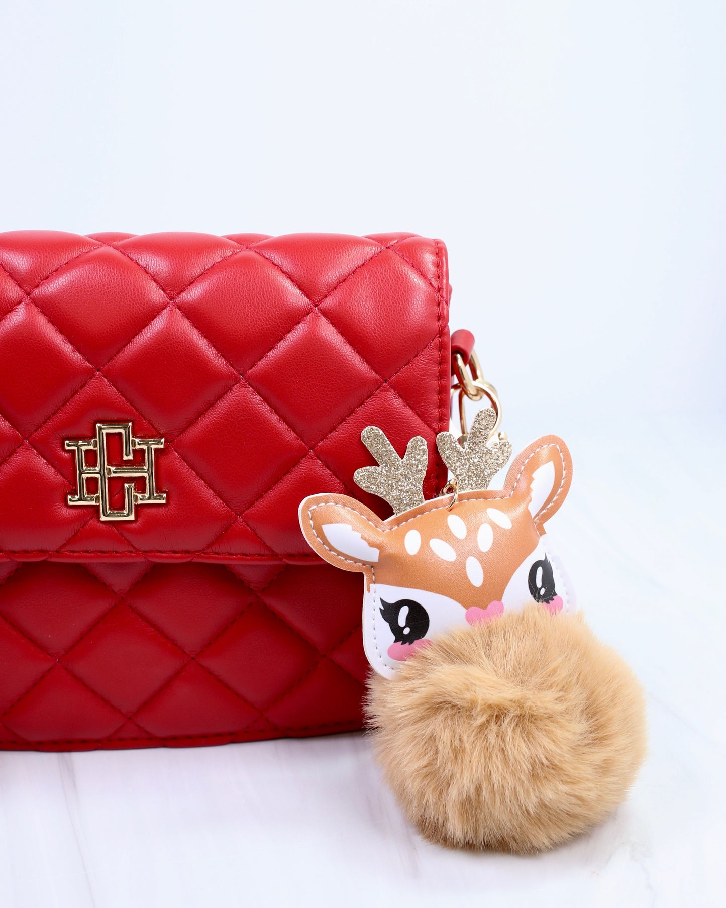 Dearly Faux Fur Bag Charm Tan