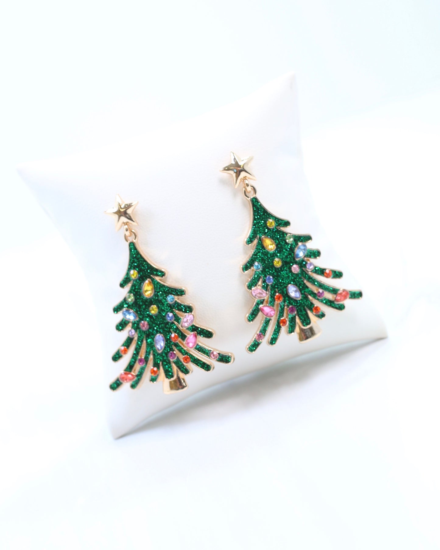 Christmas Sparkle Tree Earring Green