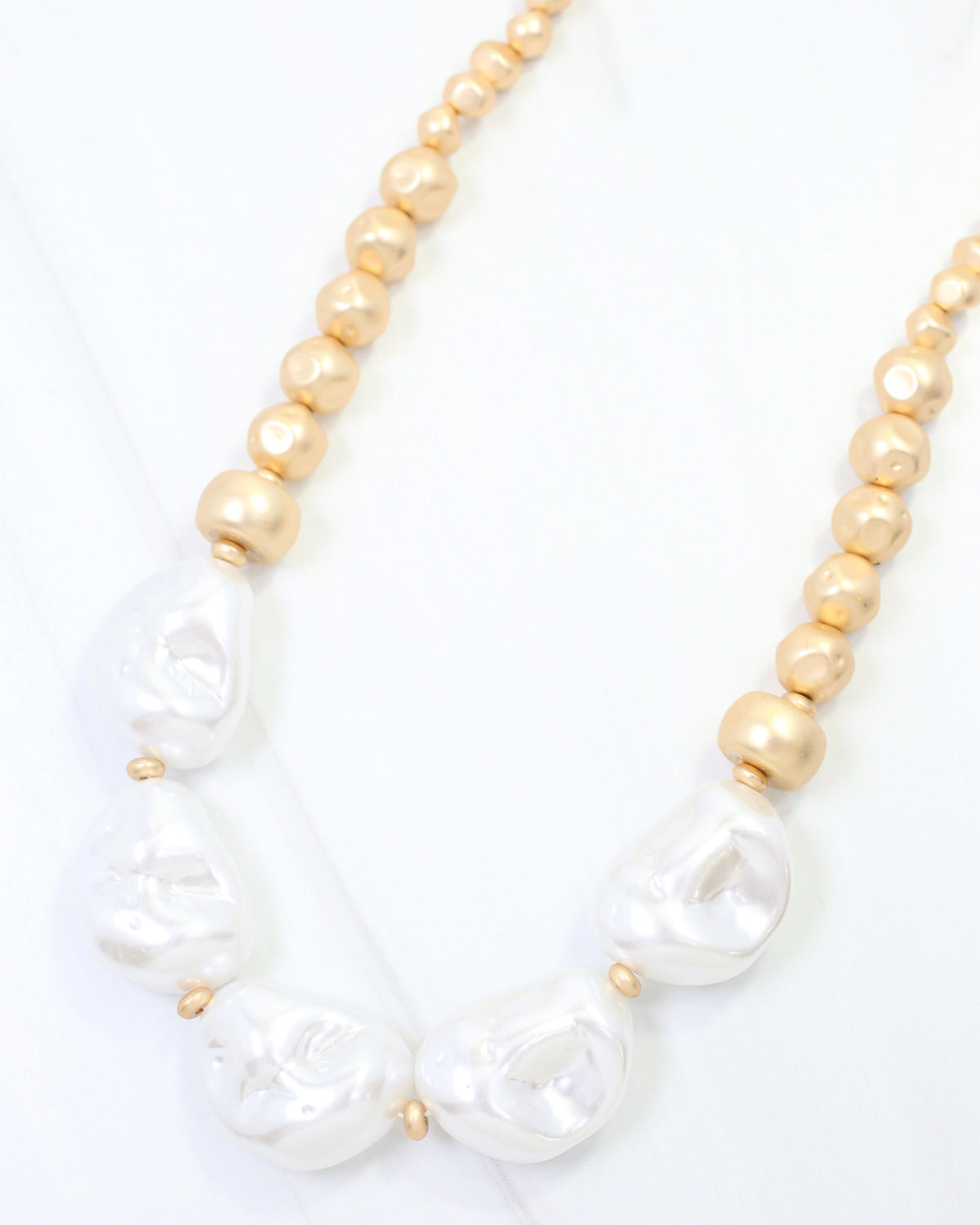 Alanbrooke Pearl Beaded Necklace Worn Gold