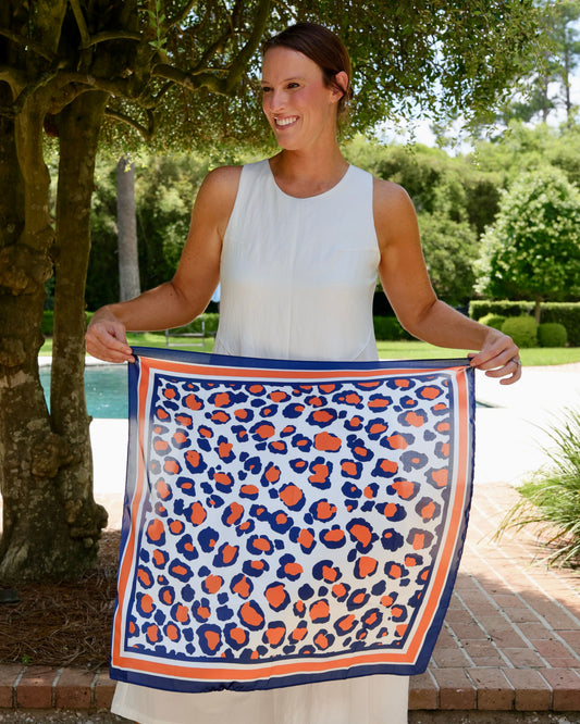 Meredith Spotted Scarf Medium Navy Orange