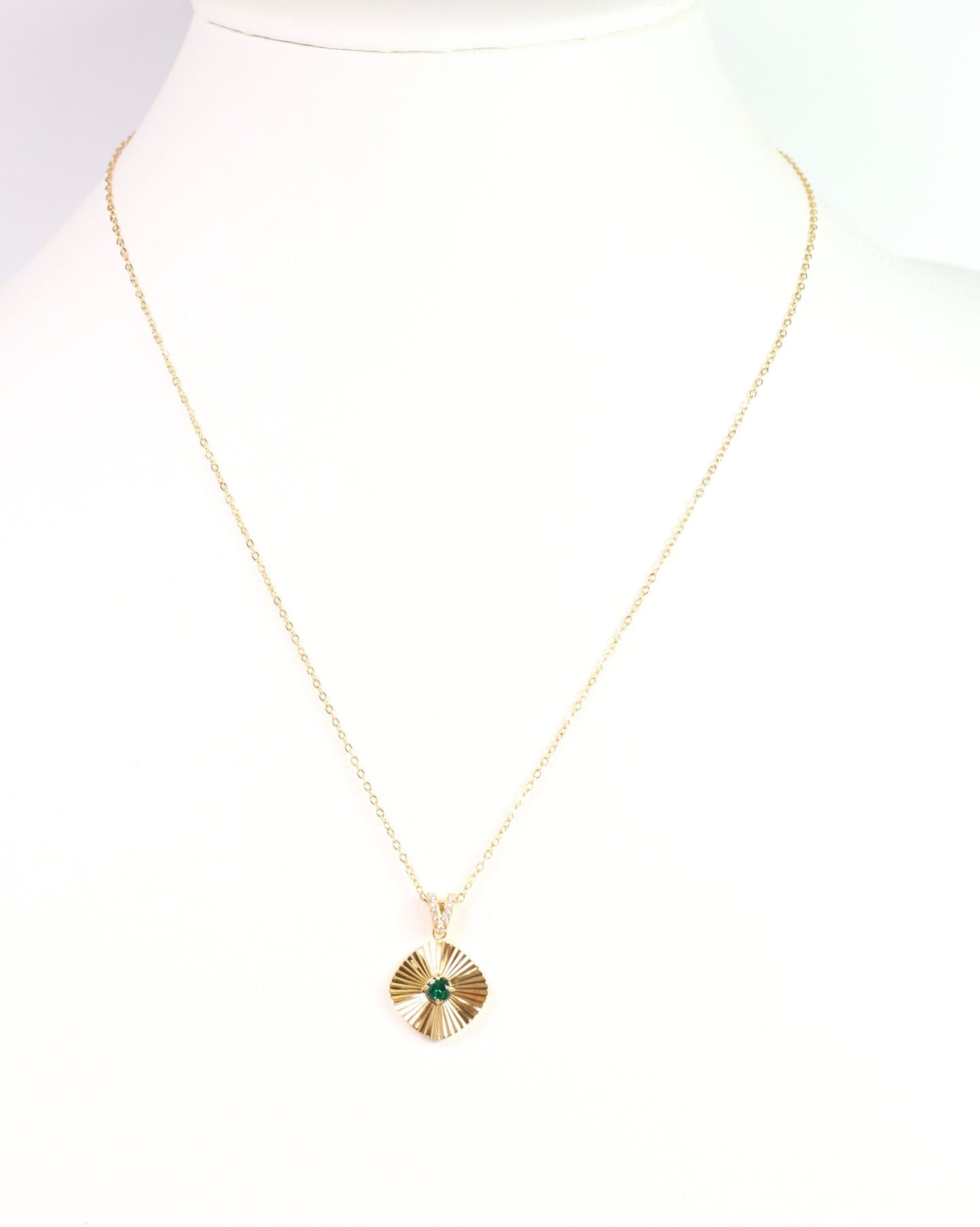 Ashford Circle and CZ Necklace Emerald