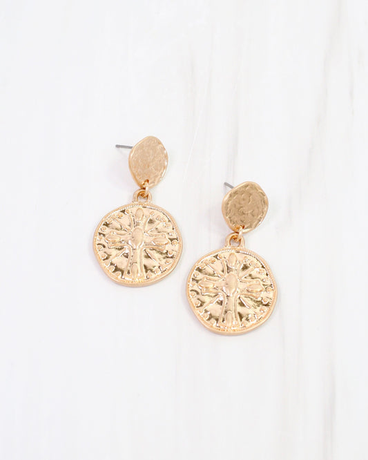 Forster Coin Drop Earring Worn Gold