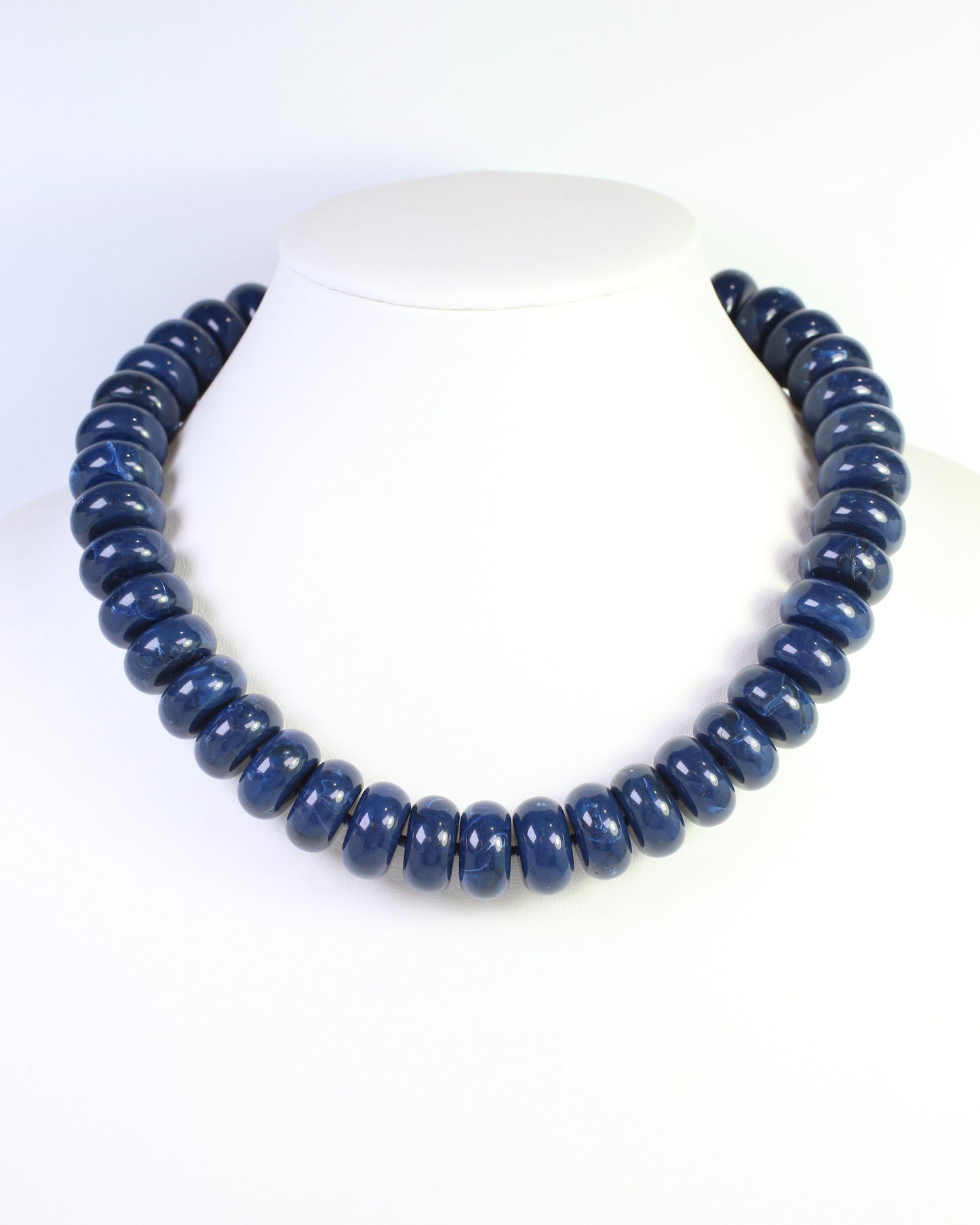 Pipestone Marble Beaded Necklace Navy