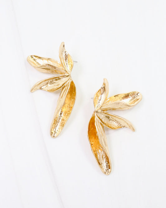 Rennie Flower Post Earring Worn Gold