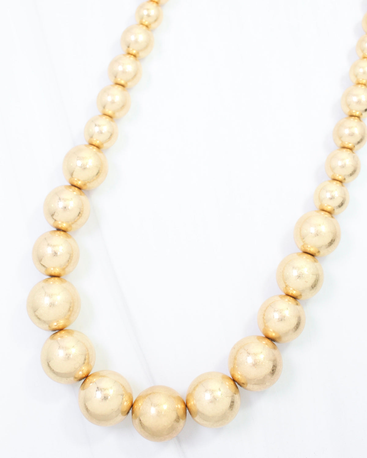 Brookie Graduated Bead Necklace Worn Gold