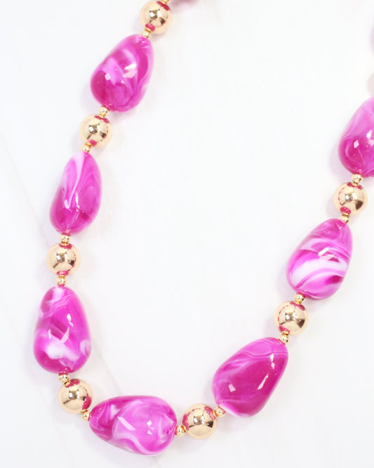 Giana Swirl Beaded Necklace Fuchsia
