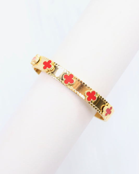 Amal Clover Bangle Bracelet Red