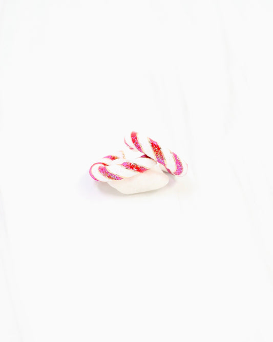 Peppermint Twist Hoop Earring Red White