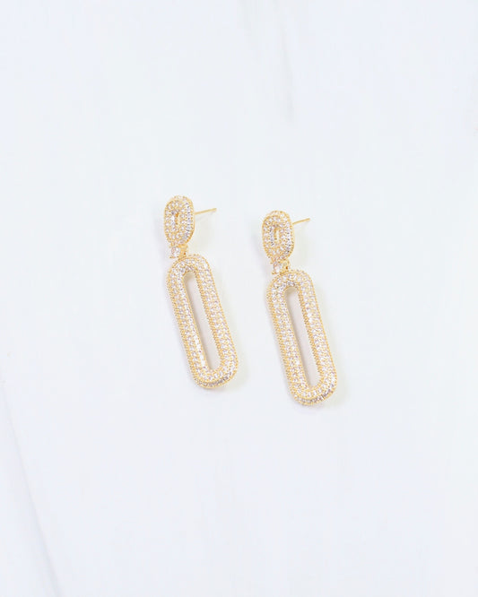 Williston CZ Pave Drop Earring WR Gold