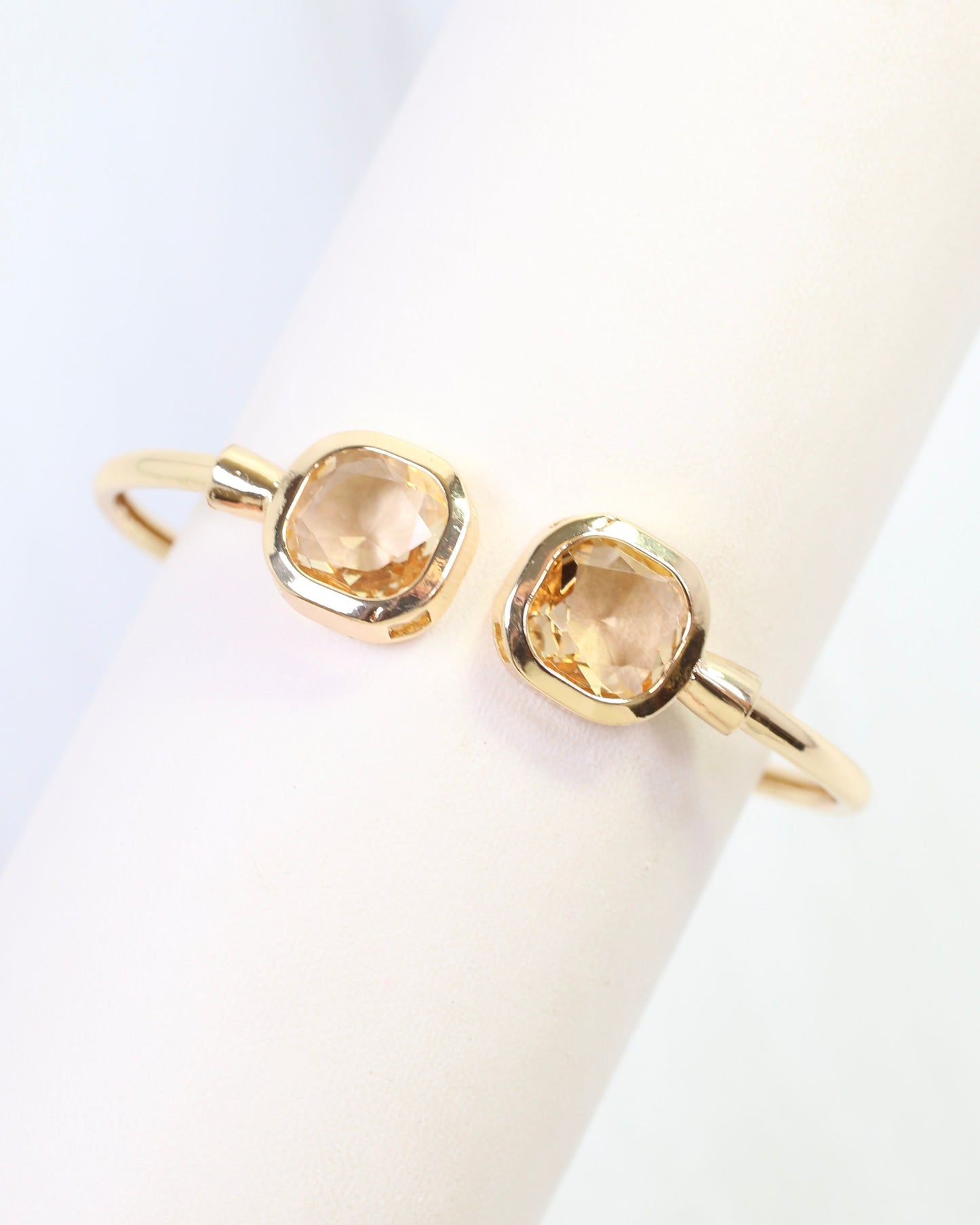 Kira Square Crystal Cuff Bracelet Champagne