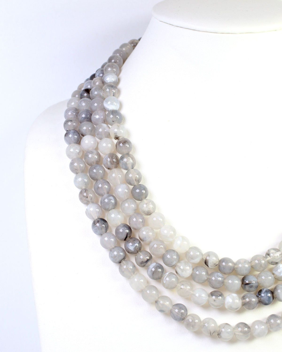 Micah Beaded Buckle Necklace Gray