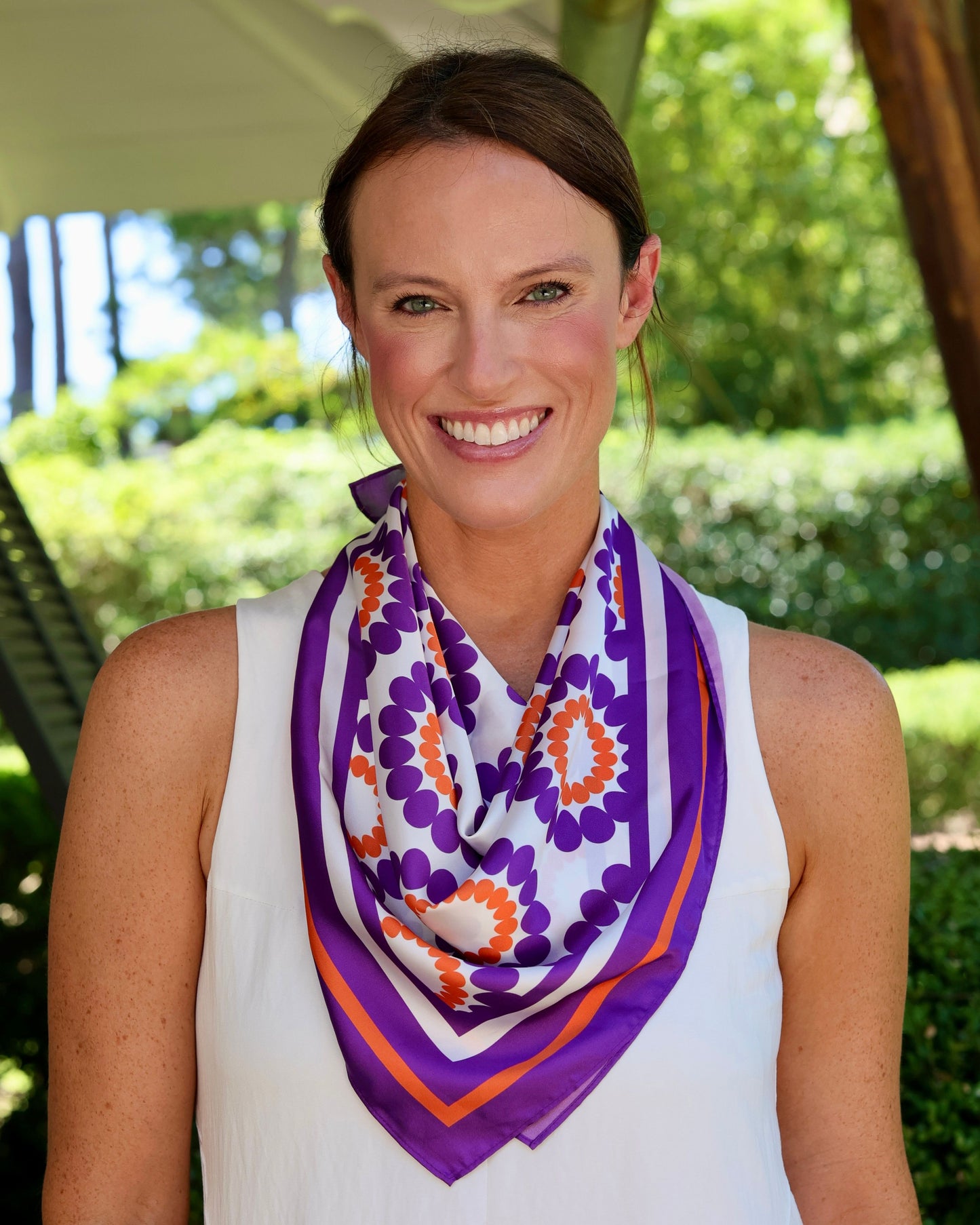 Lucy Floral Scarf Medium Purple Orange