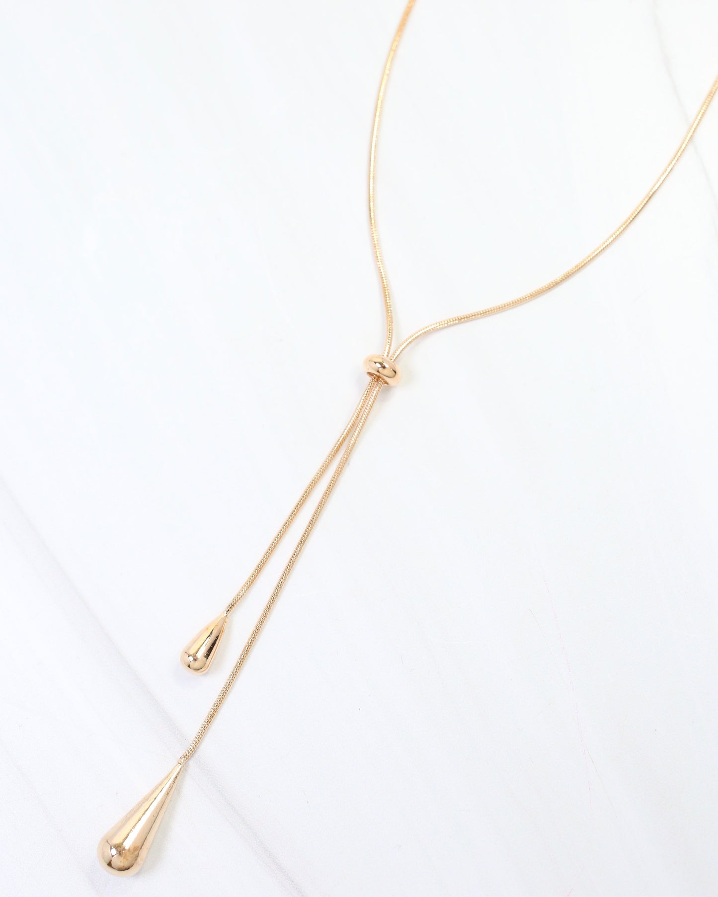 Mount Vernon Teardrop Slider Necklace Gold