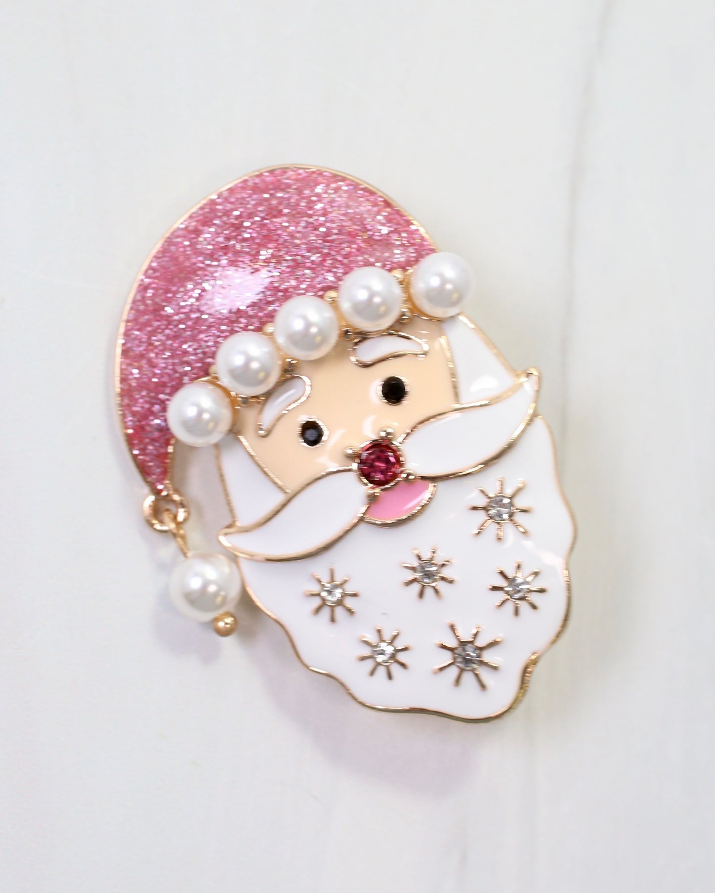 Smiling Santa Brooch Pink