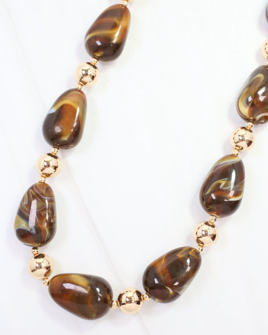Giana Swirl Beaded Necklace Brown