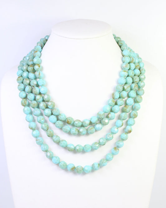 Mariam Beaded Layered Buckle Necklace Turquoise