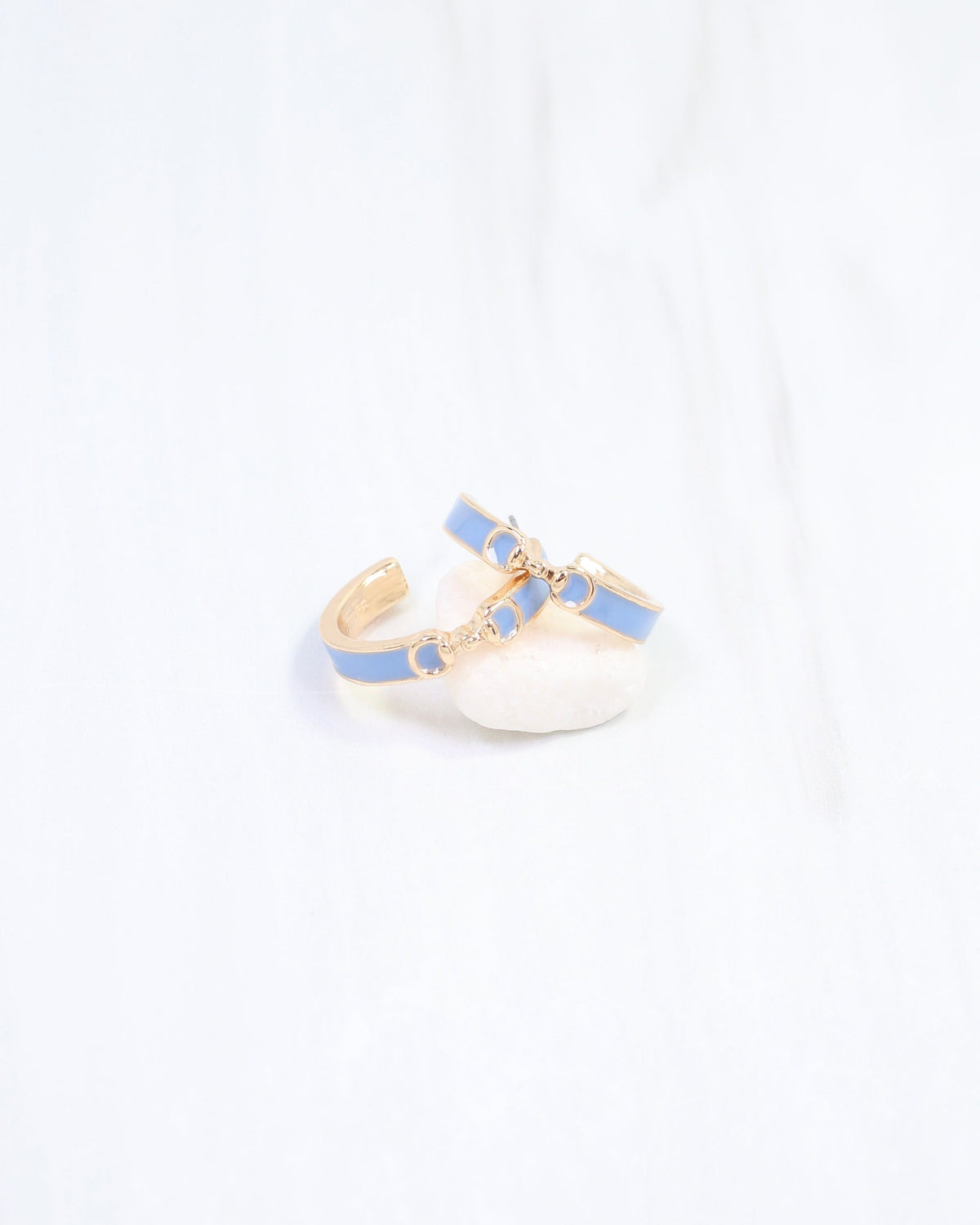 Kaylen Horsebit Hoop Earring Blue