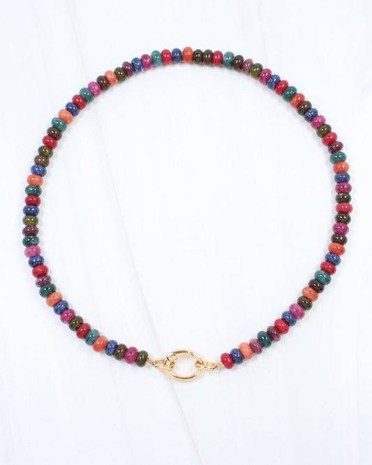 Gisela Stone Beaded Necklace Dark Multi
