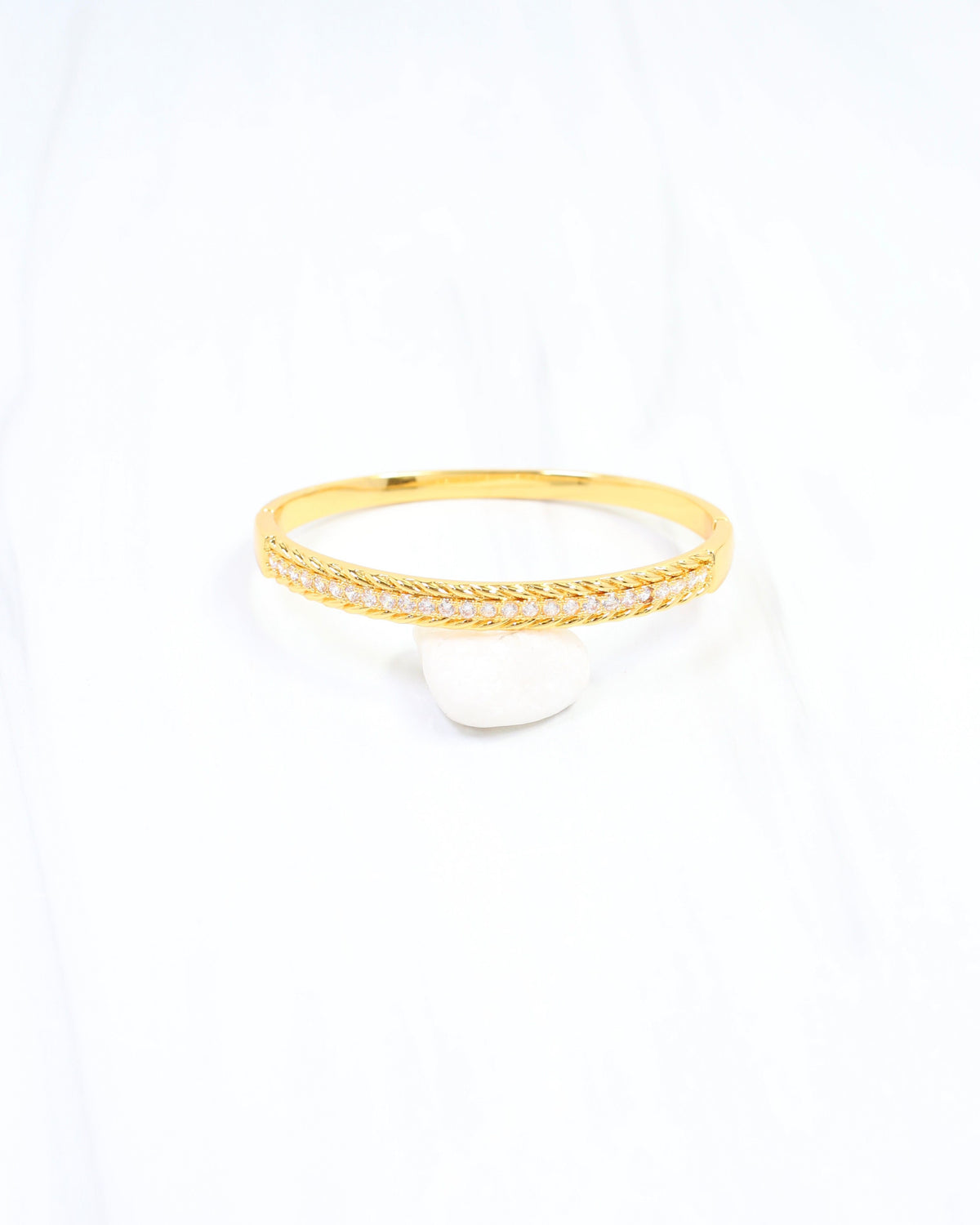 Nicole CZ Rope Bangle Bracelet WR Gold