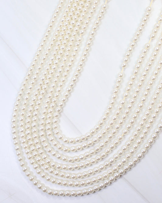 Marquette Layered Pearl Long Necklace Cream