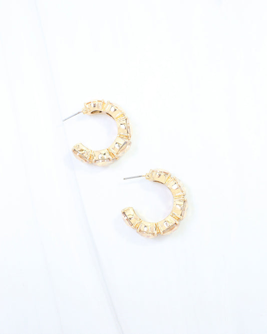 Kadis Crystal Hoop Earring Champagne