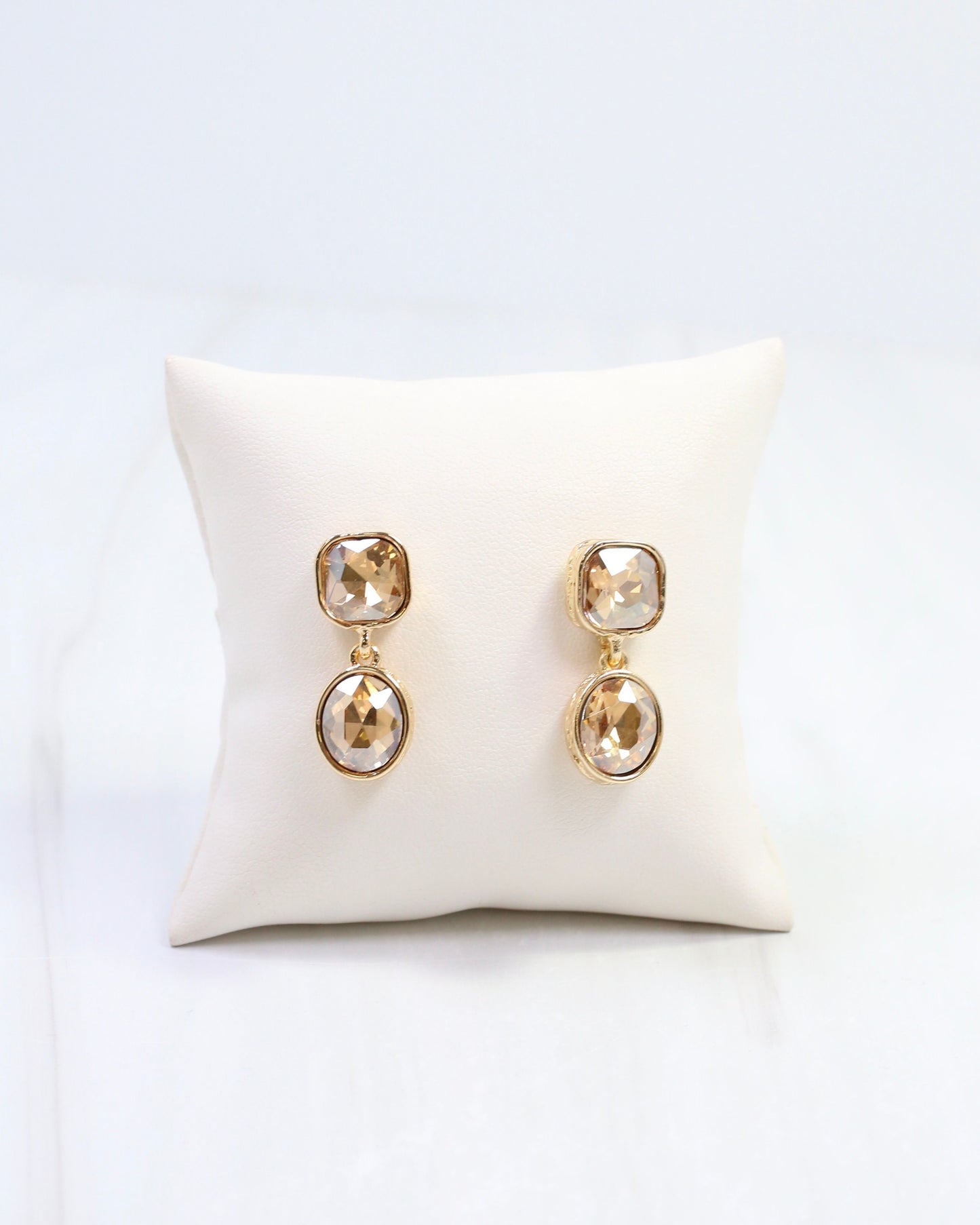 Elena Hammered Crystal Drop Earring Champagne