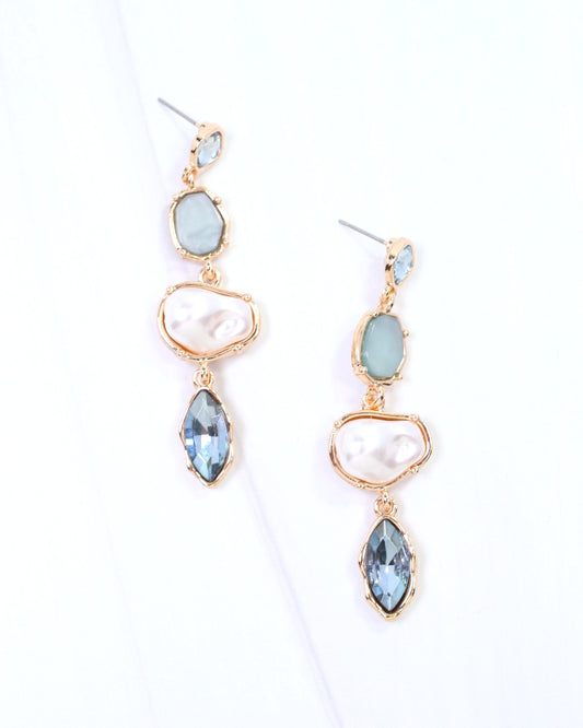 Aleia Pearl and Stone Dangle Earring Blue