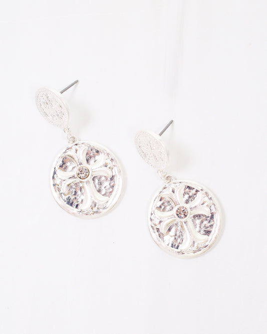 Sydney Cross Earring Worn Silver