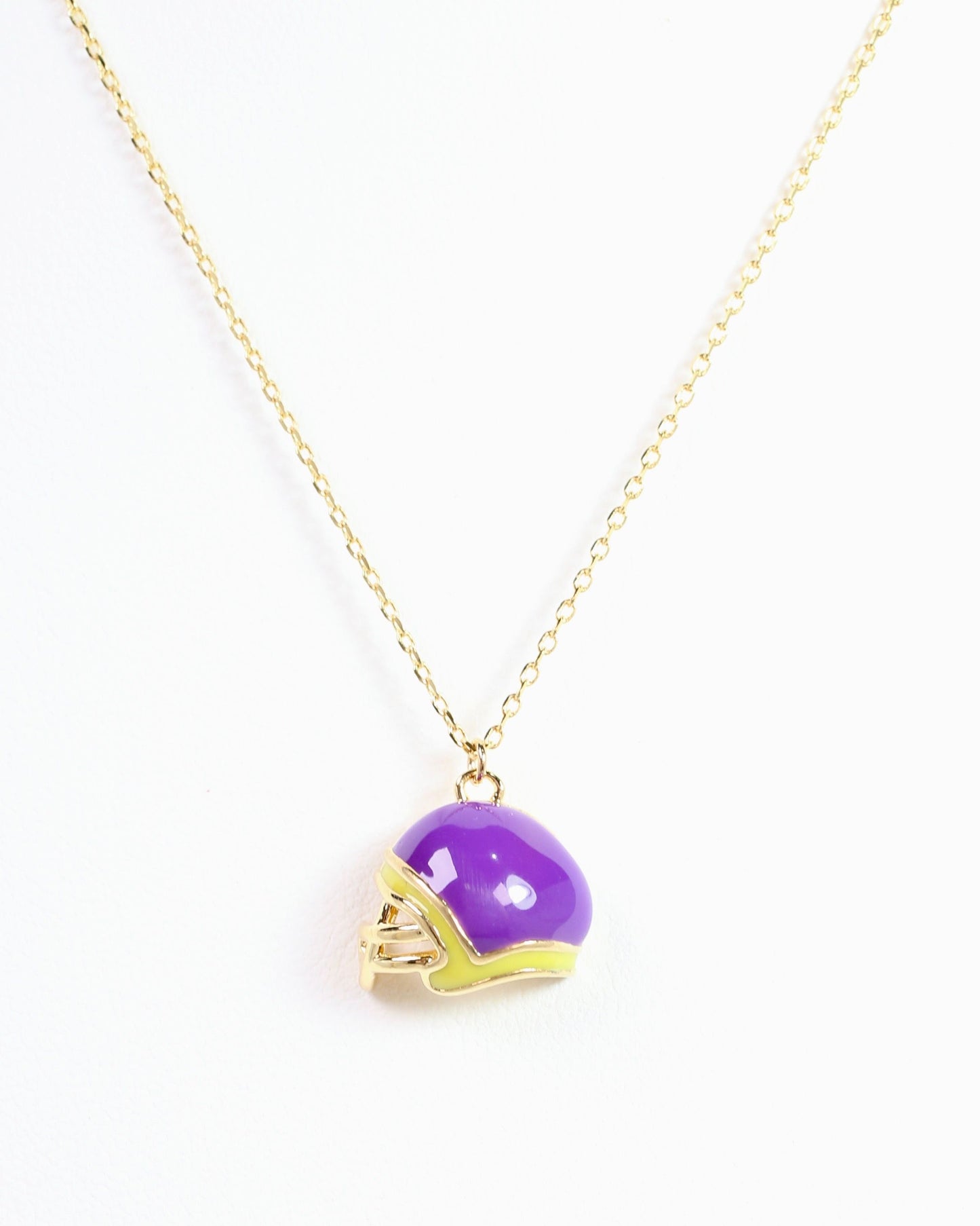 Enamel Helmet Necklace Purple Gold