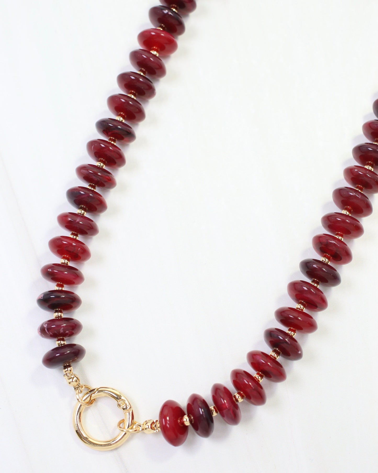 Branna Stone Necklace with Charm Toggle Burgundy