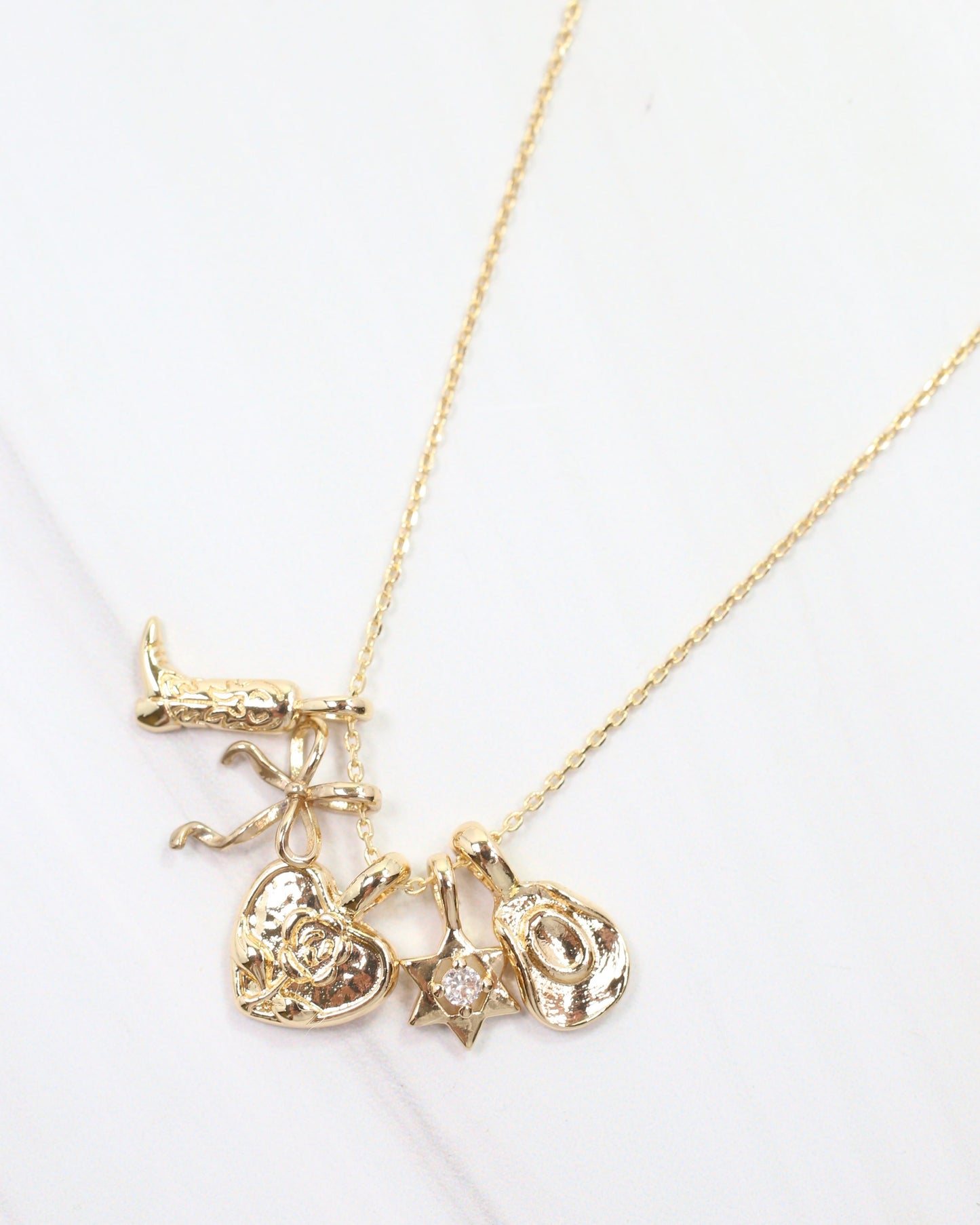 Boot it Up Charm Necklace Set Gold