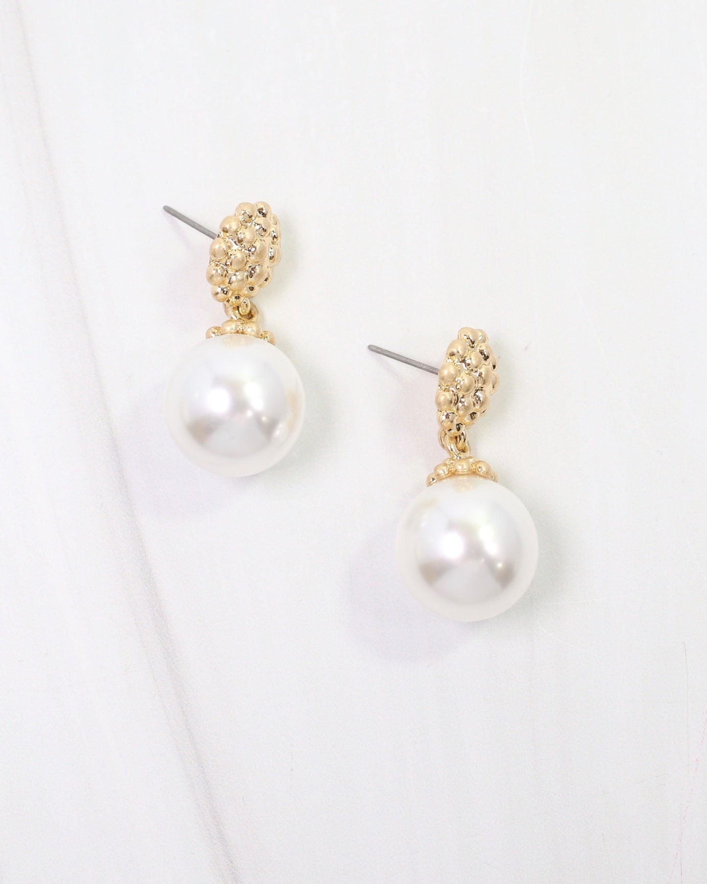 Minnville Pearl Drop Earring Worn Gold