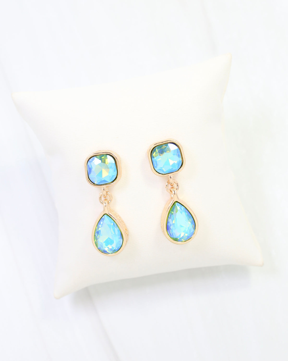 Roxanne Rhinestone Drop Earring Aqua AB