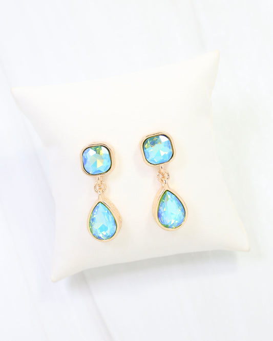 Roxanne Rhinestone Drop Earring Aqua AB