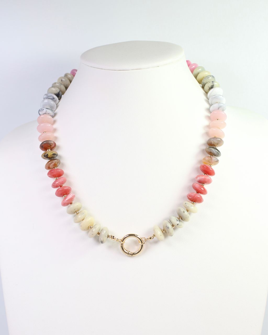 Fort Kent Stone Beaded Toggle Necklace Pink Multi