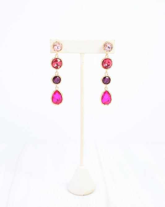 Sailish Linear Crystal Dangle Earring Pink Multi