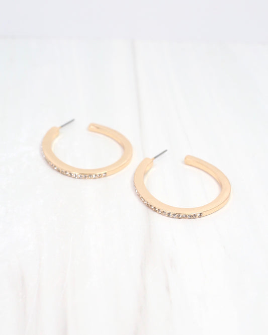 Maggie CZ Lined Hoop Earring Gold
