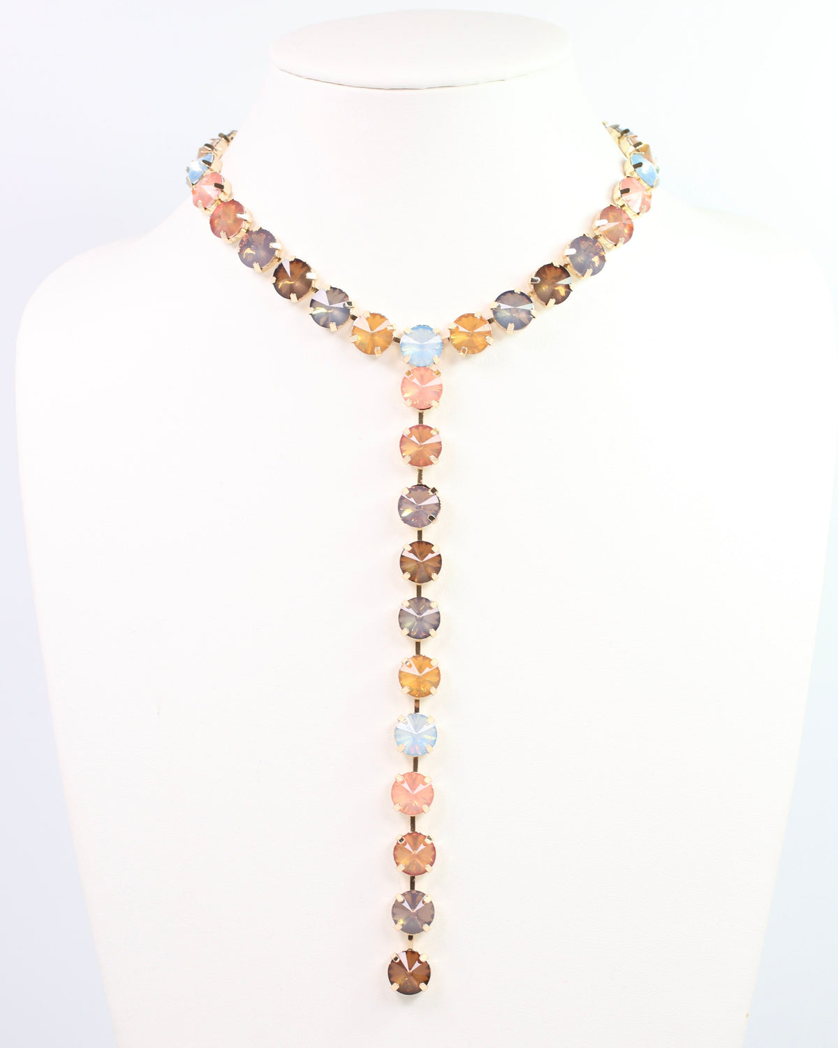 Harper Rhinestone Y Necklace Earth Multi