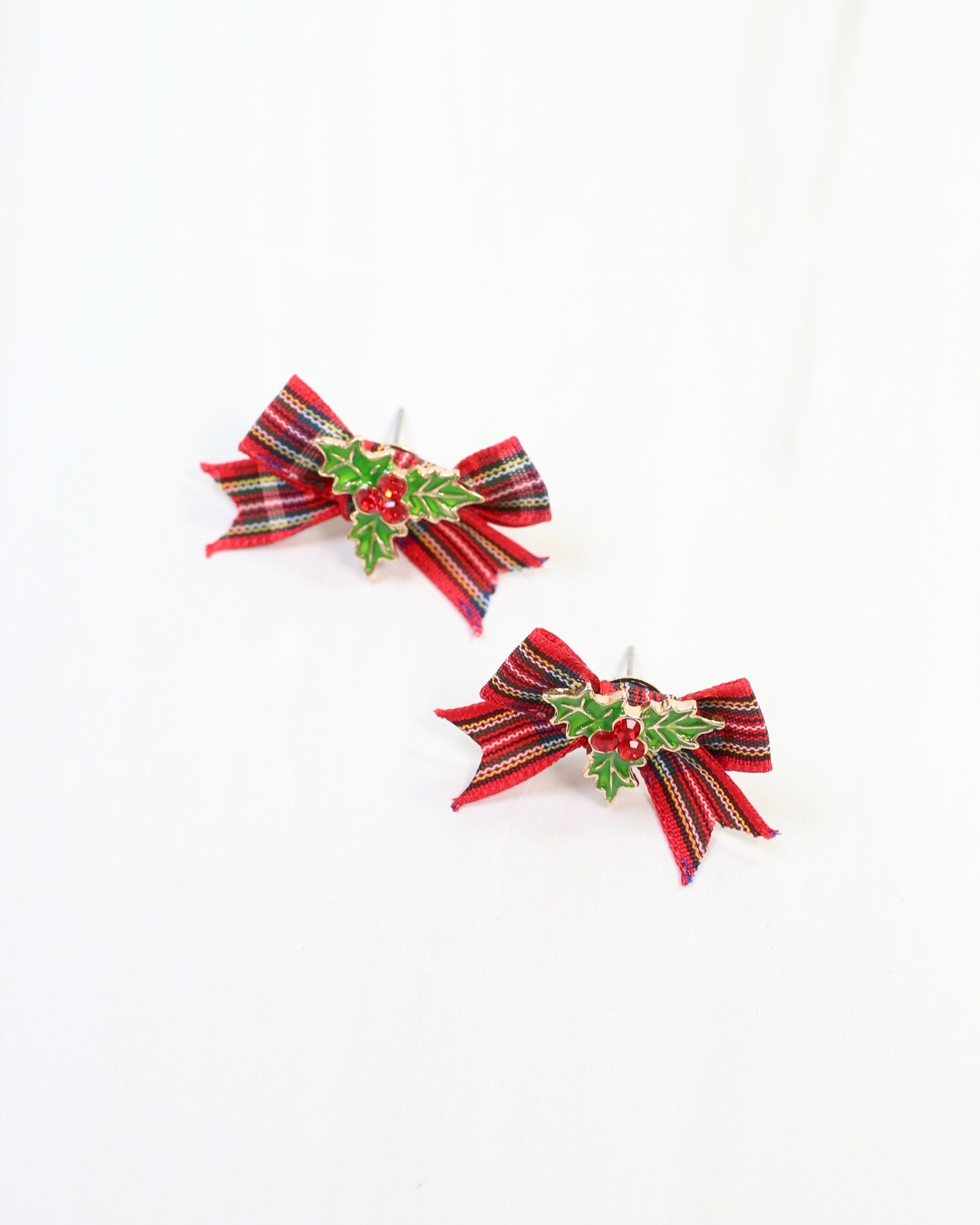 Perfectly Plaid Bow Earring Red