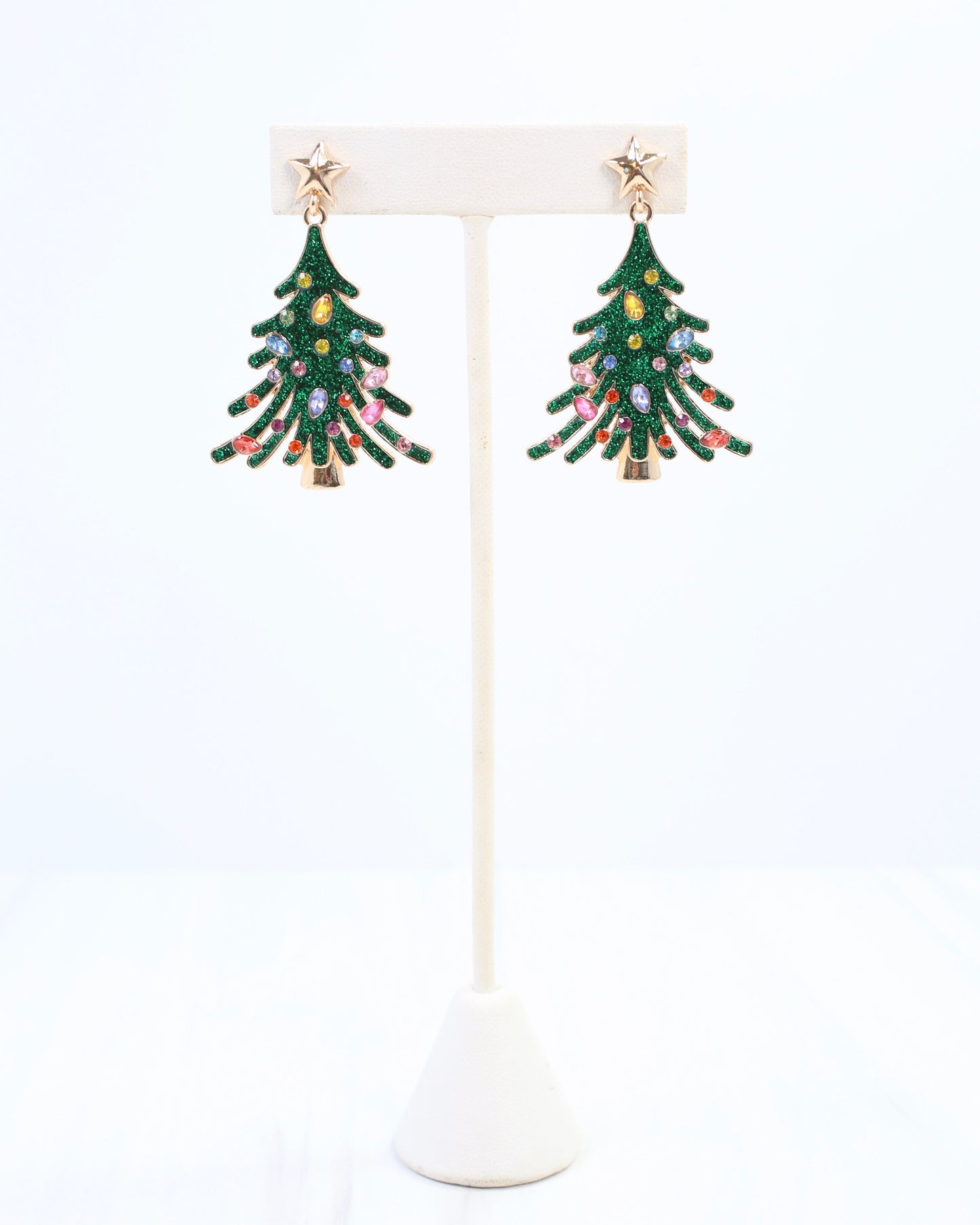 Christmas Sparkle Tree Earring Green