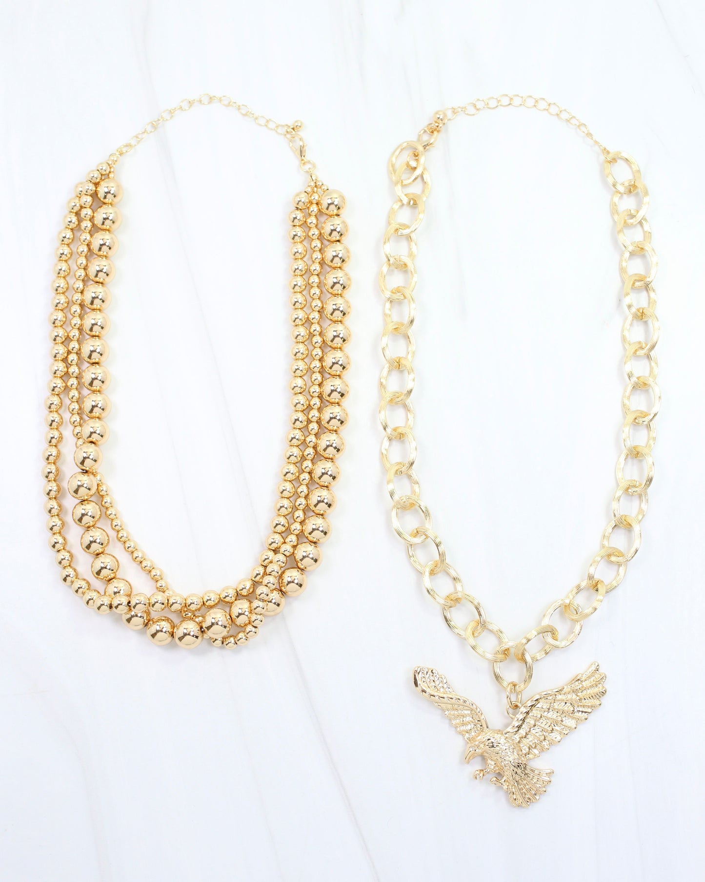 Bree Beaded Layered Necklace Eagle Gold