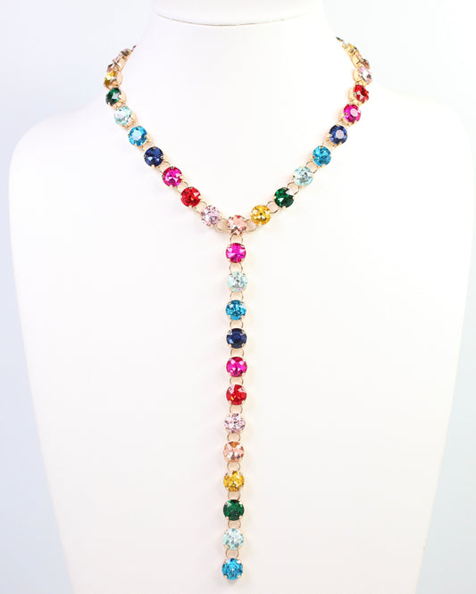 Andrea Rhinestone Y Necklace Dark Multi