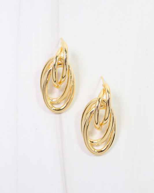 Gray Court Oval Earring Gold