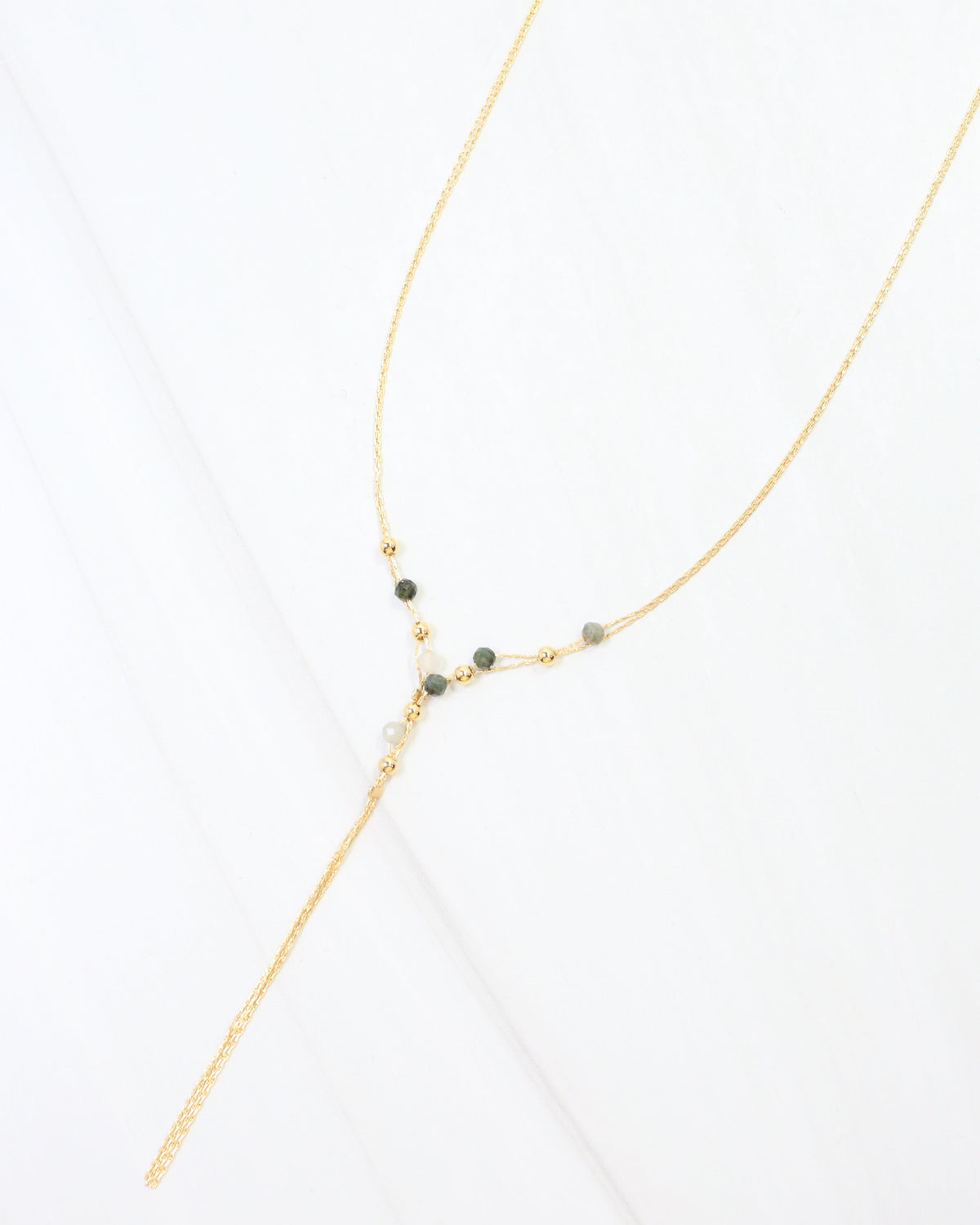 Merida Beaded Tassel Necklace Olive