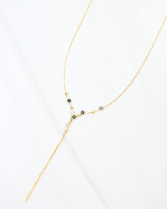 Merida Beaded Tassel Necklace Olive
