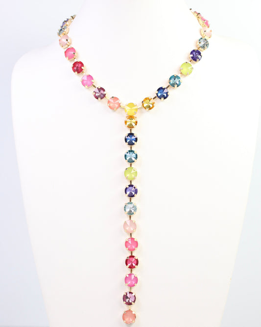 Shalimar Medium  Rhinestone Y Necklace Rainbow